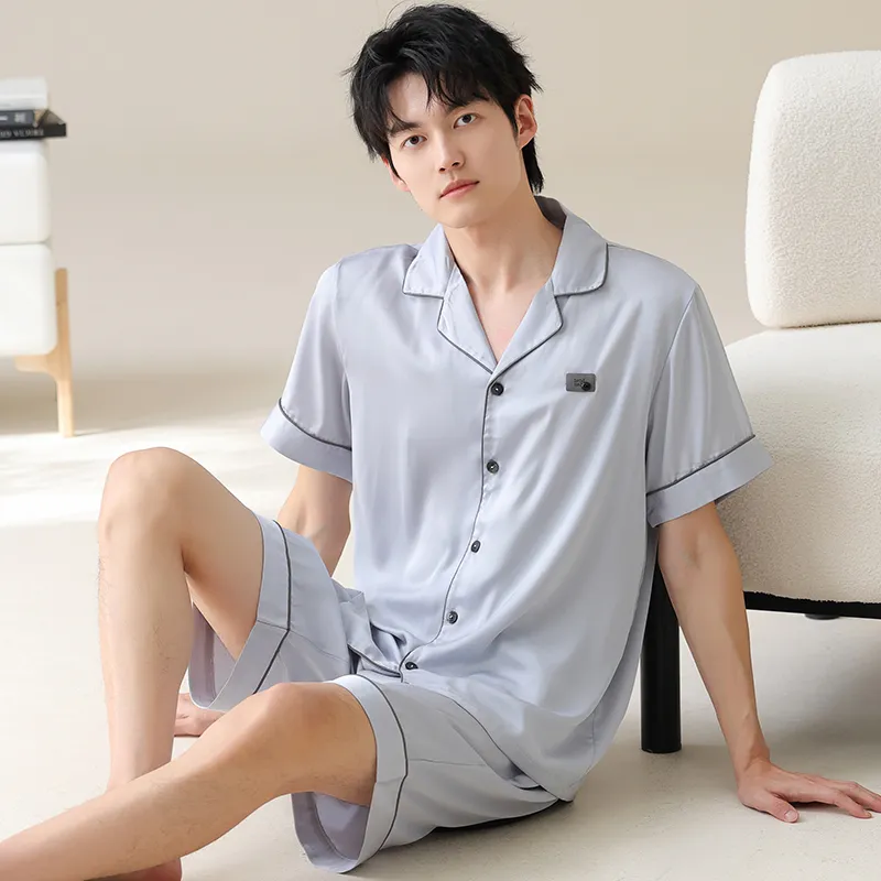 XIAFENYAN Pajama Set Men's Light Blue-1