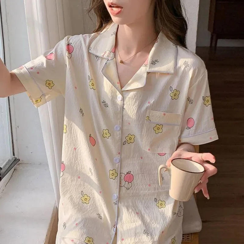 XIAFENYAN Pajama Set Women's Beige Yellow-6