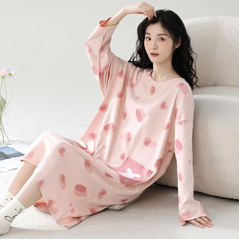 XIAFENYAN Nightgown Women's Pink-5
