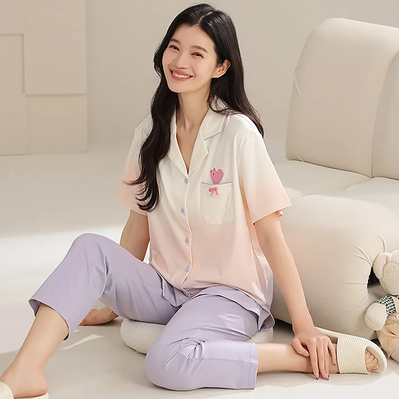 XIAFENYAN Pajama Set Women's Gradient Purple-5