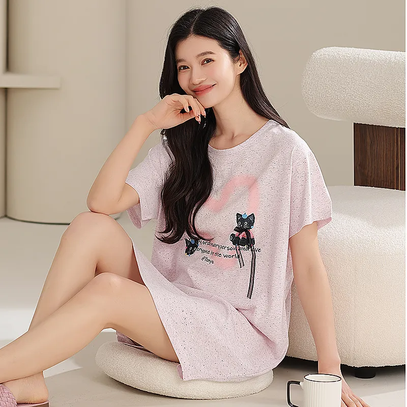 XIAFENYAN Nightgown Women's Light Pink-5