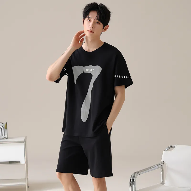 XIAFENYAN Pajama Set Men's Black-1