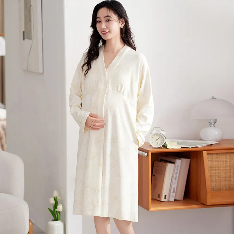 XIAFENYAN Nightgown Women's Beige-5