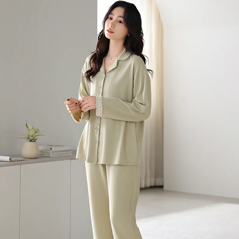 XIAFENYAN Pajama Set Women's Green-7