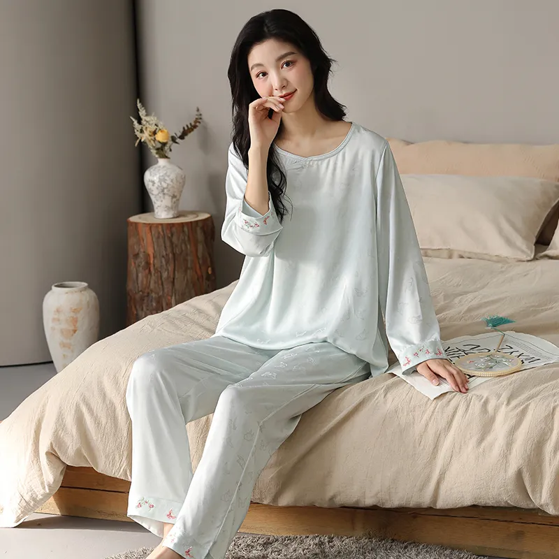 XIAFENYAN Pajama Set Women's Green-4