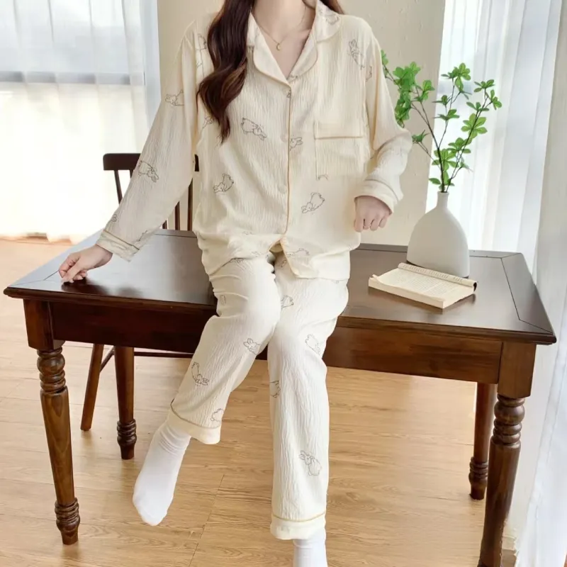 XIAFENYAN Pajama Set Women's Apricot-4