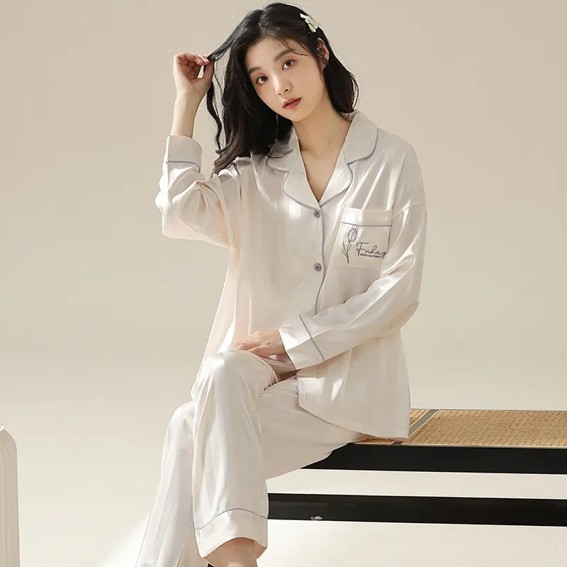 XIAFENYAN Pajama Set Women's Beige-3