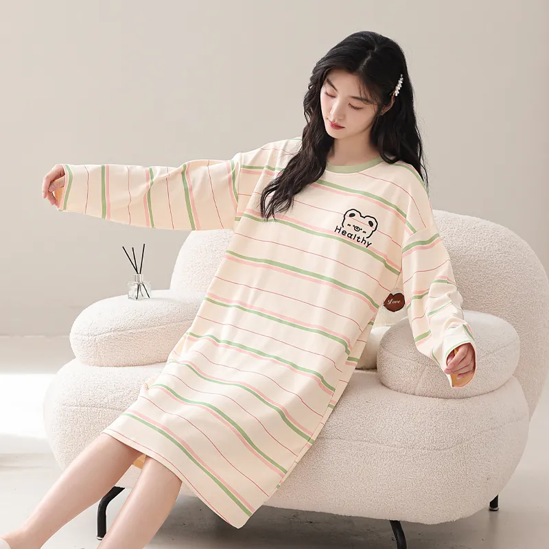 XIAFENYAN Nightgown Women's Apricot-6