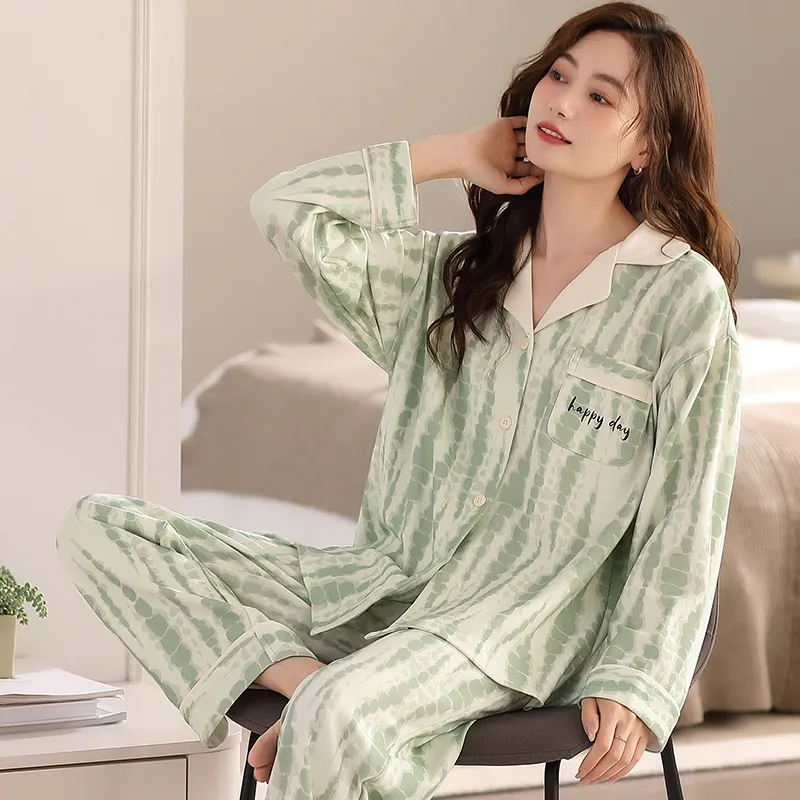XIAFENYAN Pajama Set Women's Green-5