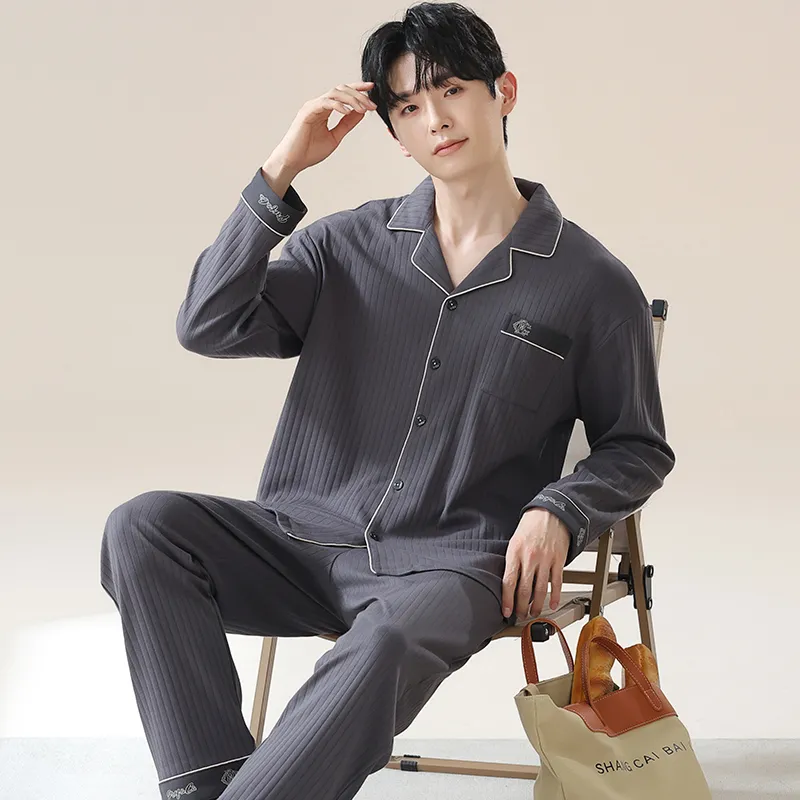 XIAFENYAN Pajama Set Men's Gray-5