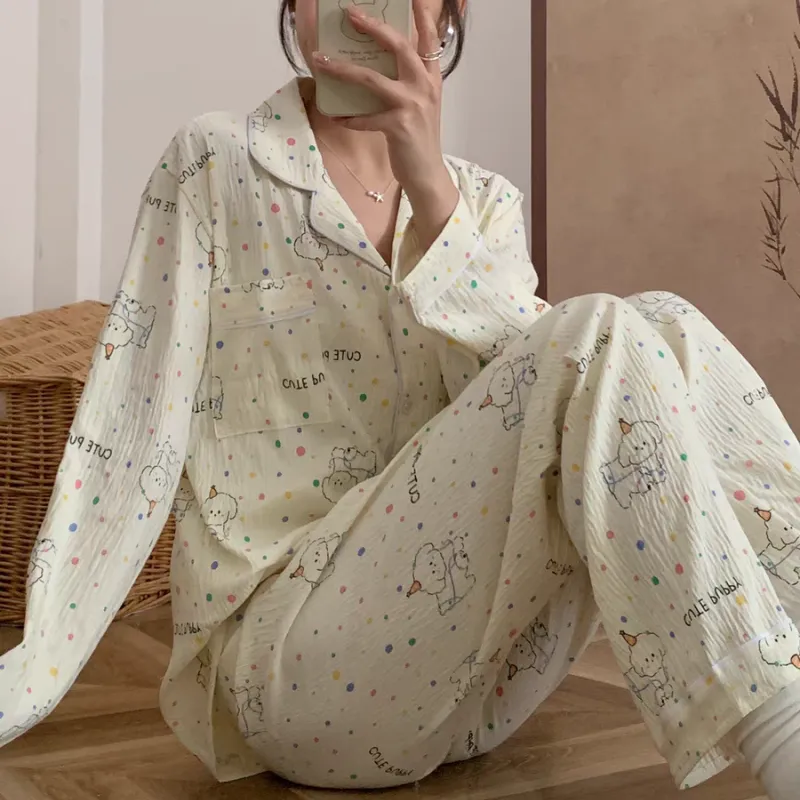 XIAFENYAN Pajama Set Women's Apricot-8