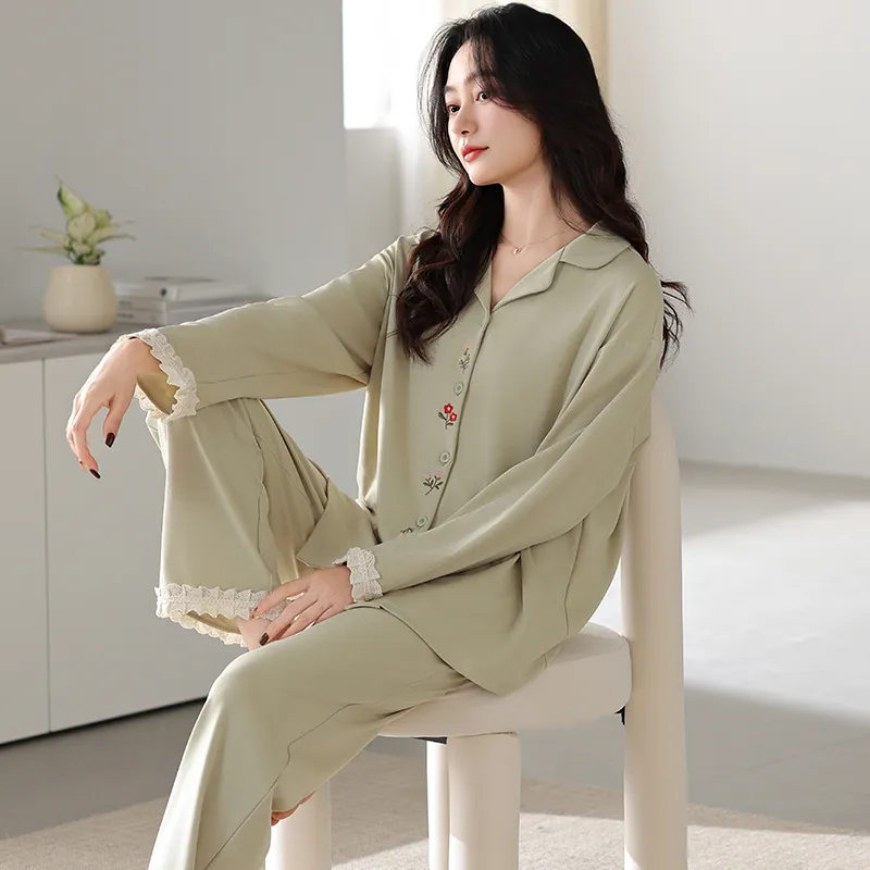 XIAFENYAN Pajama Set Women's Green-5