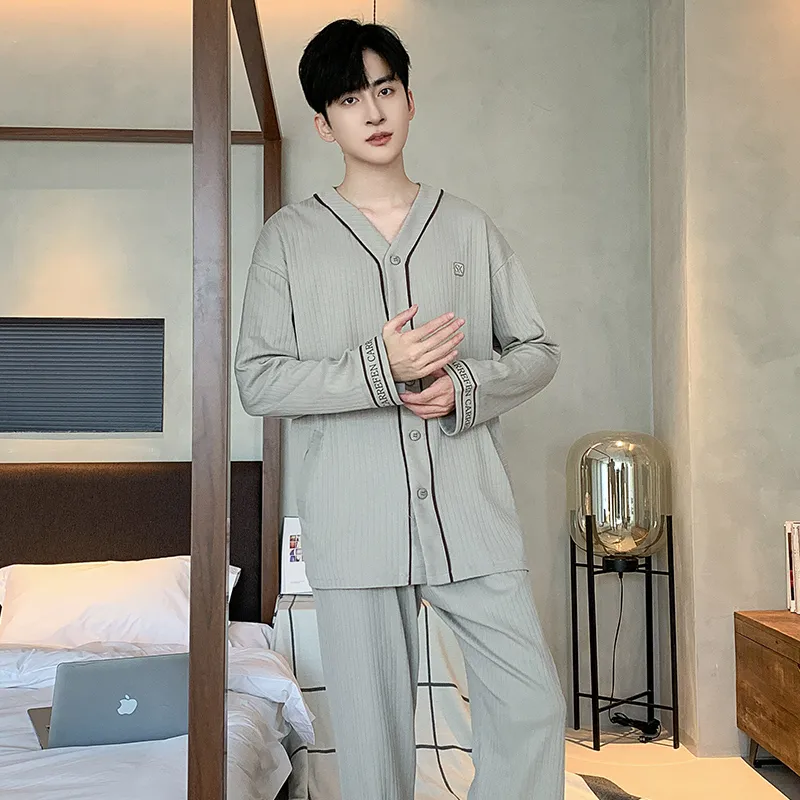 XIAFENYAN Pajama Set Men's Khaki-7