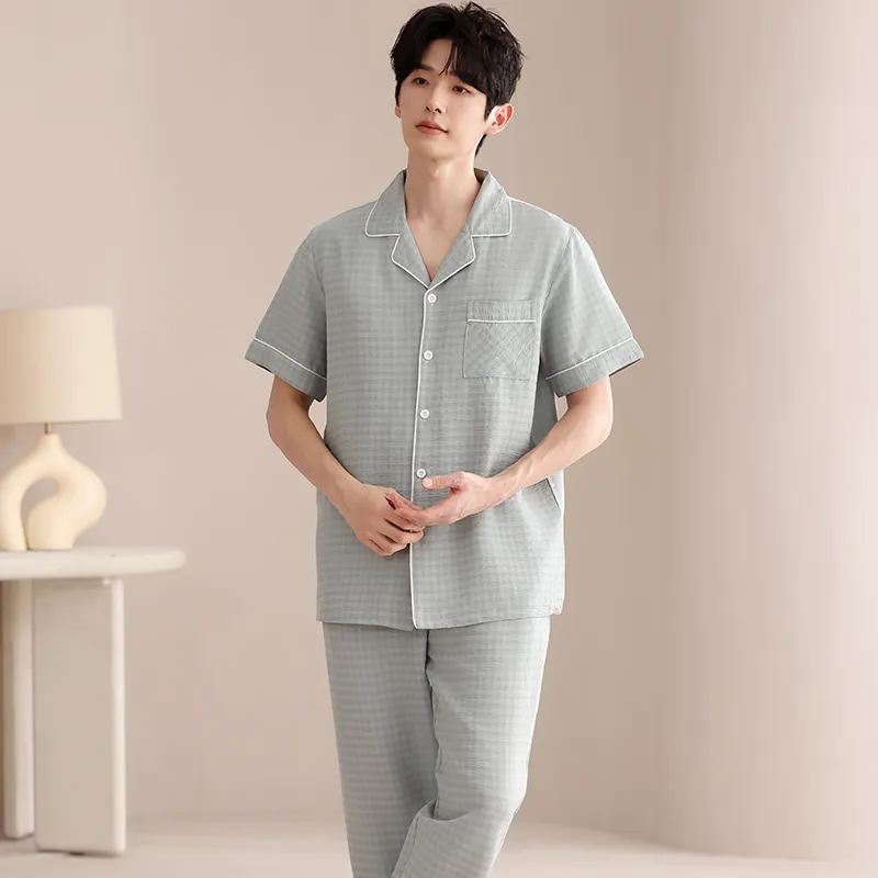 XIAFENYAN Pajama Set Men's Lake Green-6