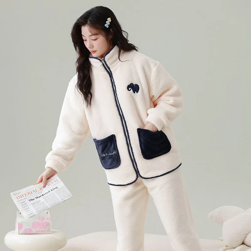 XIAFENYAN Pajama Set Women's Apricot-5