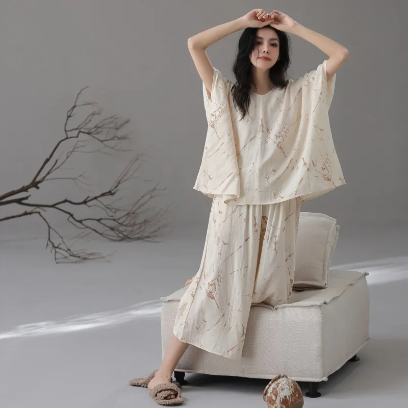 XIAFENYAN Pajama Set Women's Apricot-5
