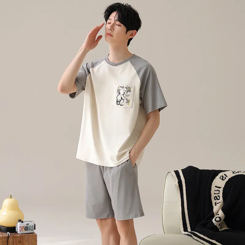 XIAFENYAN Pajama Set Men's Apricot-2