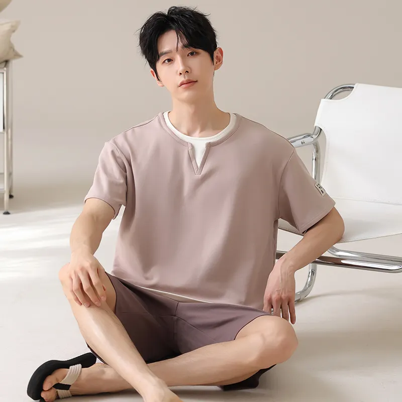 XIAFENYAN Pajama Set Men's Brown-6