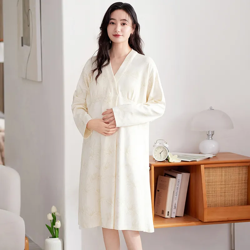 XIAFENYAN Nightgown Women's Beige-6