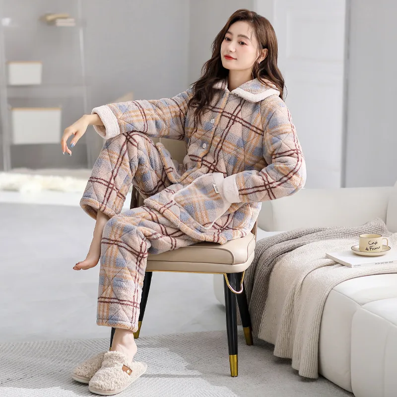 XIAFENYAN Pajama Set Women's Milk Coffee-2