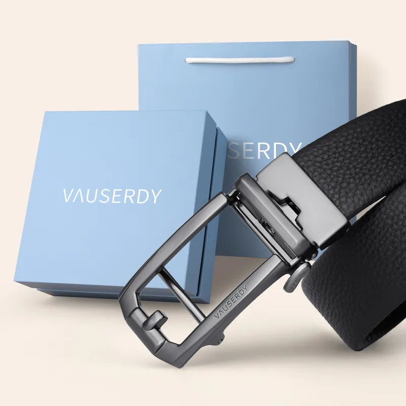 VAUSERDY Top Grain Cow Leather Youth Pants Belt Men's 3.5cm-4
