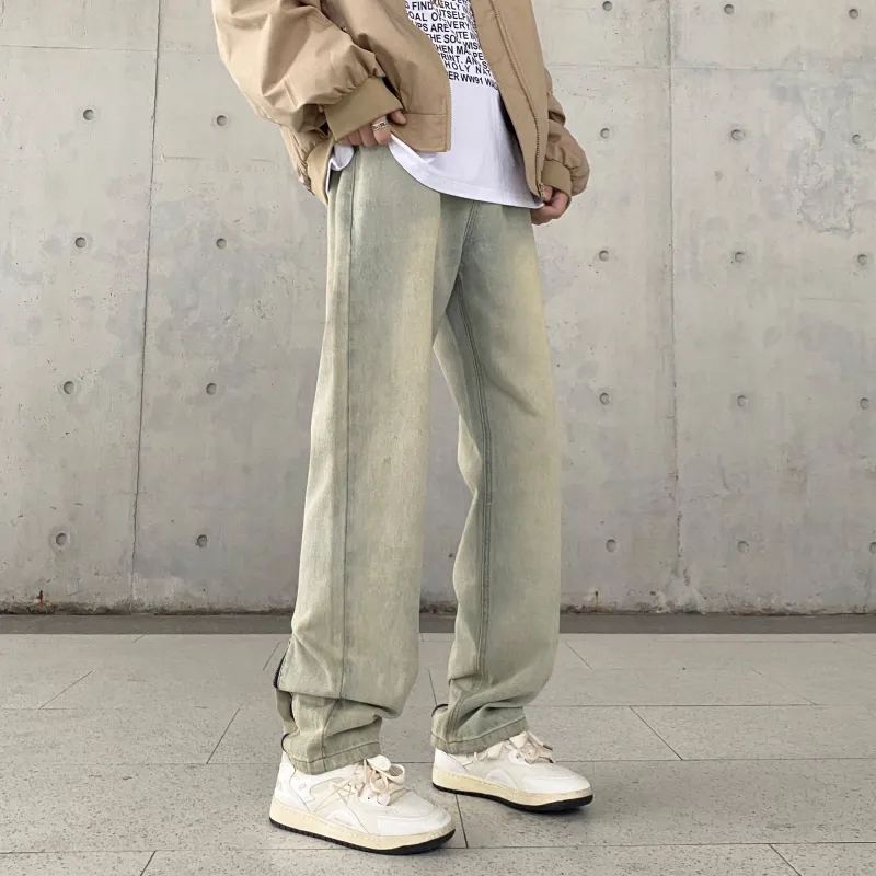 ZWWWZ Jeans Unisex Yellow Mud-4