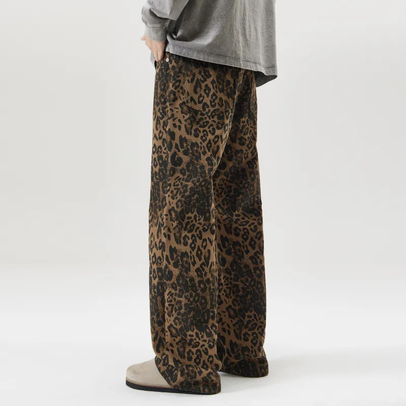 ZWWWZ Jeans Unisex Leopard Print-5