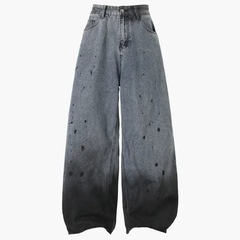 ZWWWZ Jeans Unisex Ink Splatter Blue-1