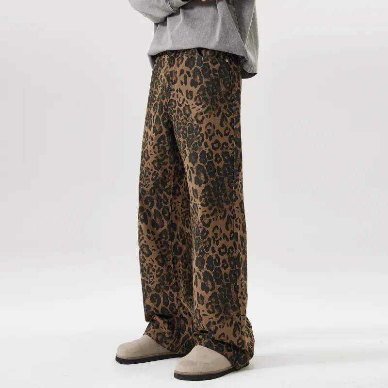 ZWWWZ Jeans Unisex Leopard Print-4