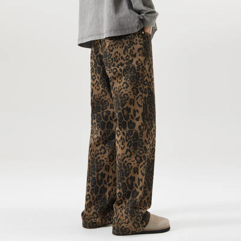 ZWWWZ Jeans Unisex Leopard Print-6