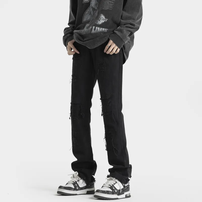 WELTER EXPERIMENT Trendy Niche Design American Luxury Streetwear Washable Ripped Jeans Unisex-2