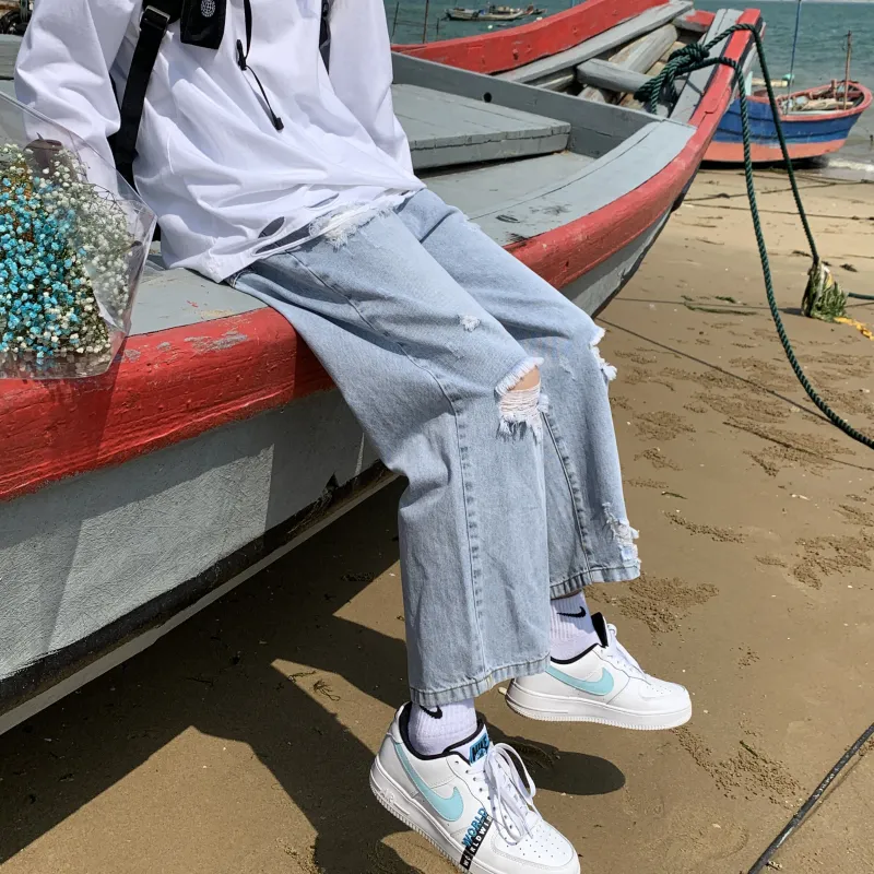 ZWWWZ Jeans Unisex Light Blue-5