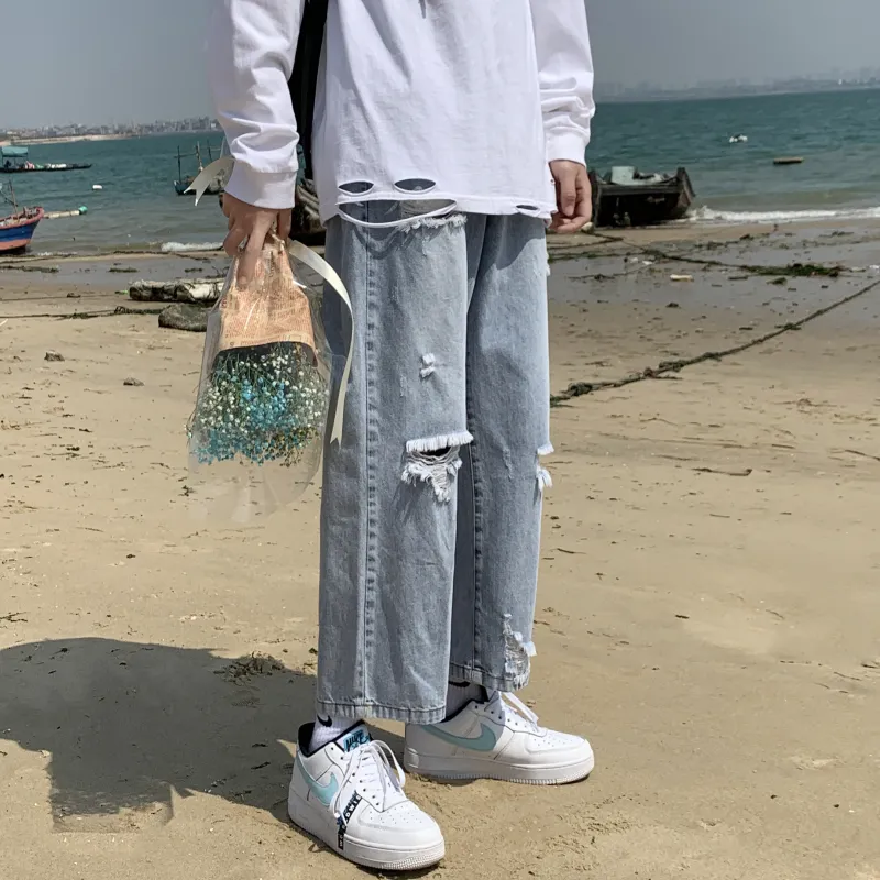 ZWWWZ Jeans Unisex Light Blue-4