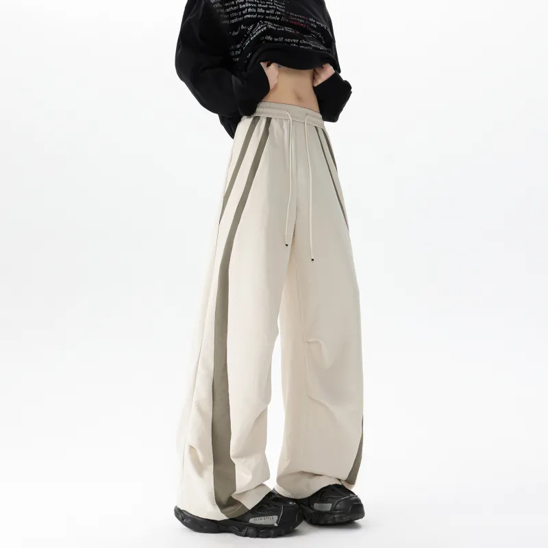 ZWWWZ Casual Pants Unisex Apricot-4