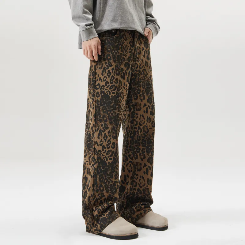 ZWWWZ Jeans Unisex Leopard Print-3