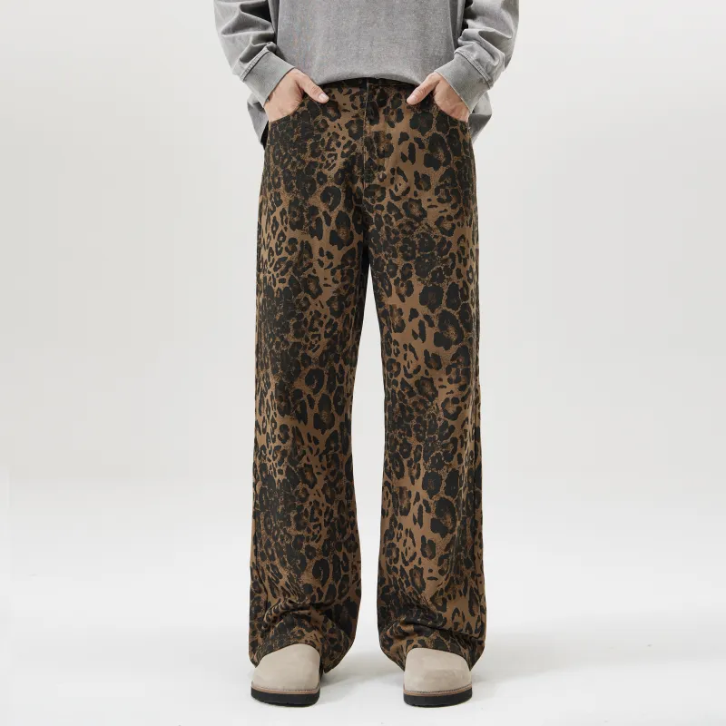 ZWWWZ Jeans Unisex Leopard Print-2