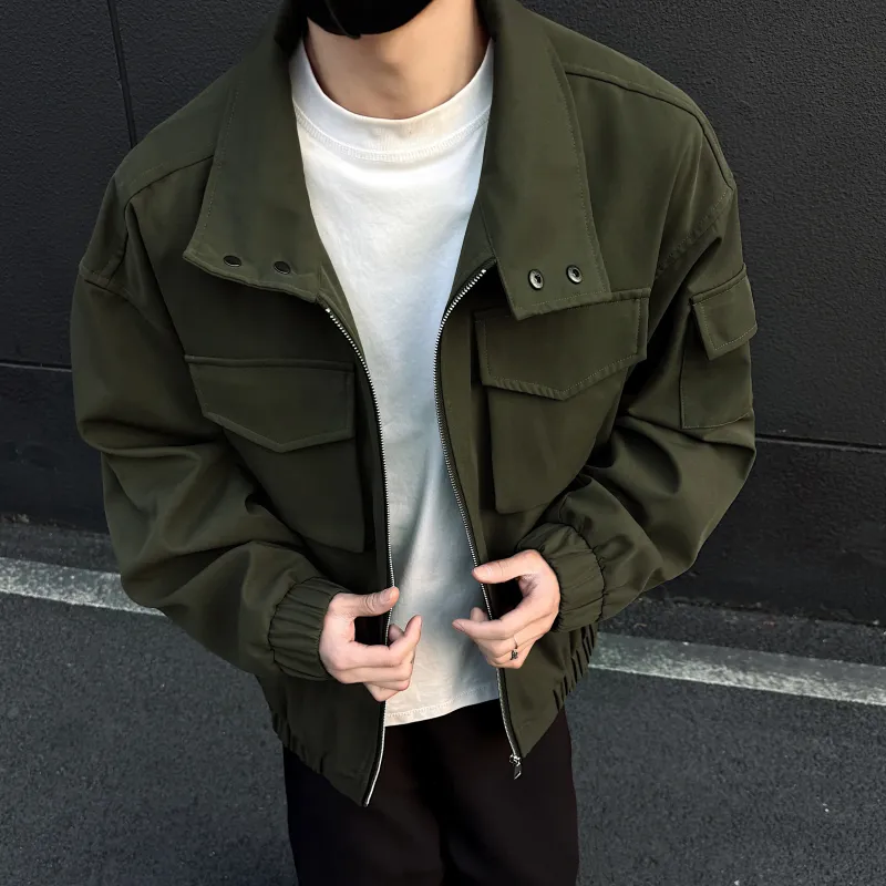 ZWWWZ Jackets Coats Unisex Army Green-2