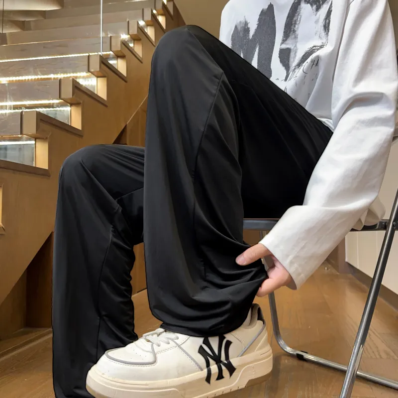 ZWWWZ Casual Pants Unisex Black-3
