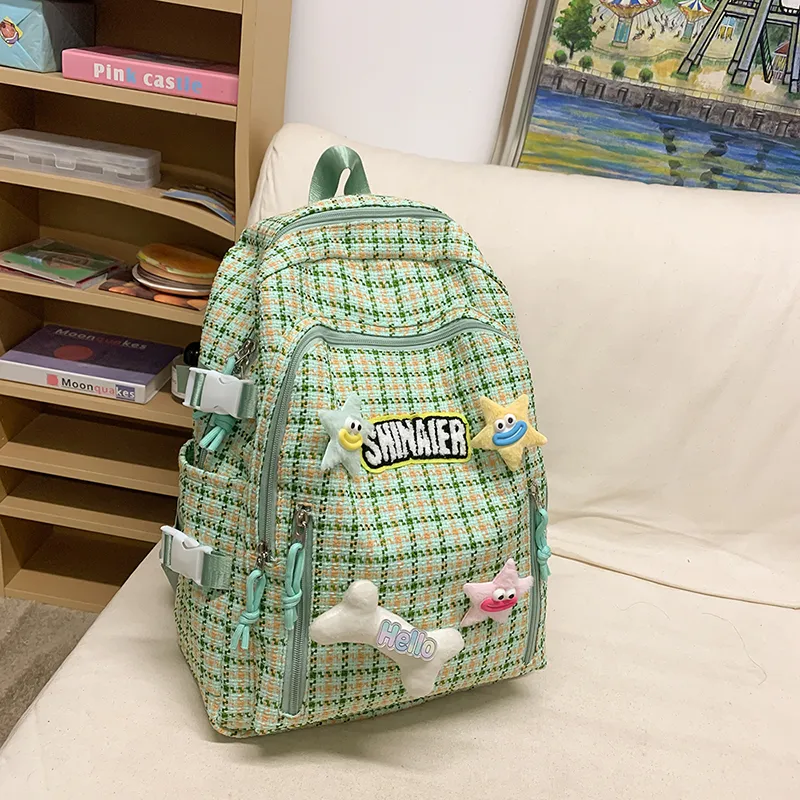 BUBM Nylon Backpack Regular Unisex Yellow/Pink/Coffee/Sprout Green/Turquoise-7