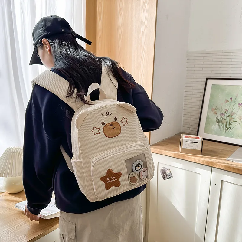 BUBM Corduroy Backpack Regular Unisex Apricot/Khaki/Brown-1