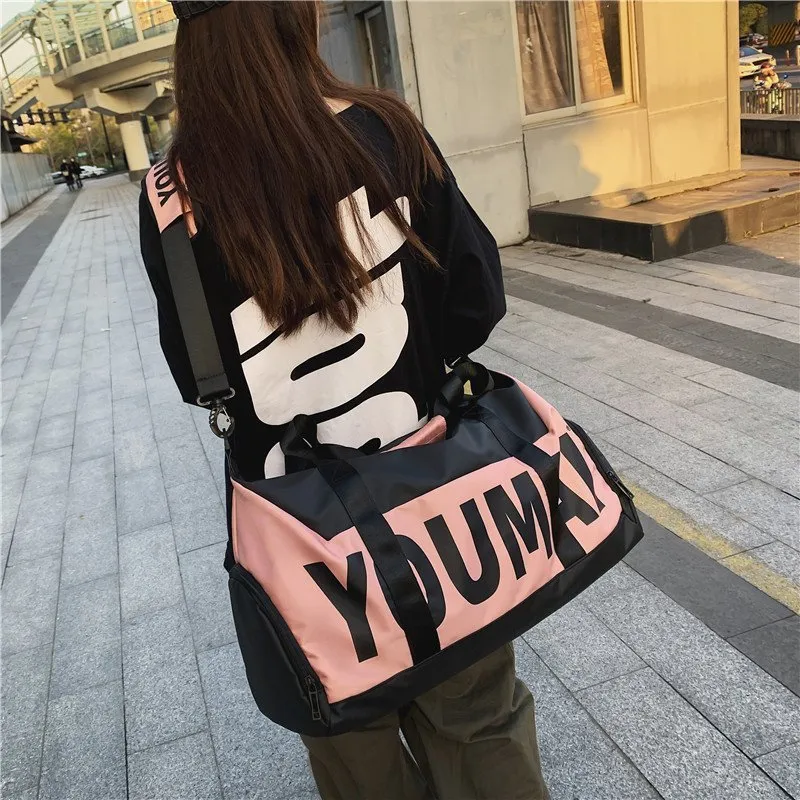 BUBM Nylon Fabric Travel Bag Unisex Black/Yellow/Purple/Pink/Khaki-29