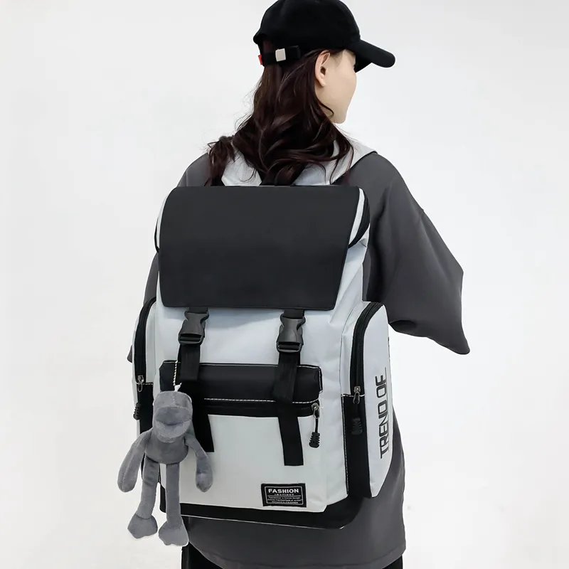 BUBM Canvas Backpack Unisex Black/Gray-1