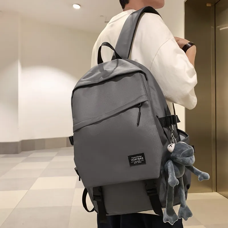 BUBM Nylon Backpack Unisex Black/White/Gray/Red/Blue-4