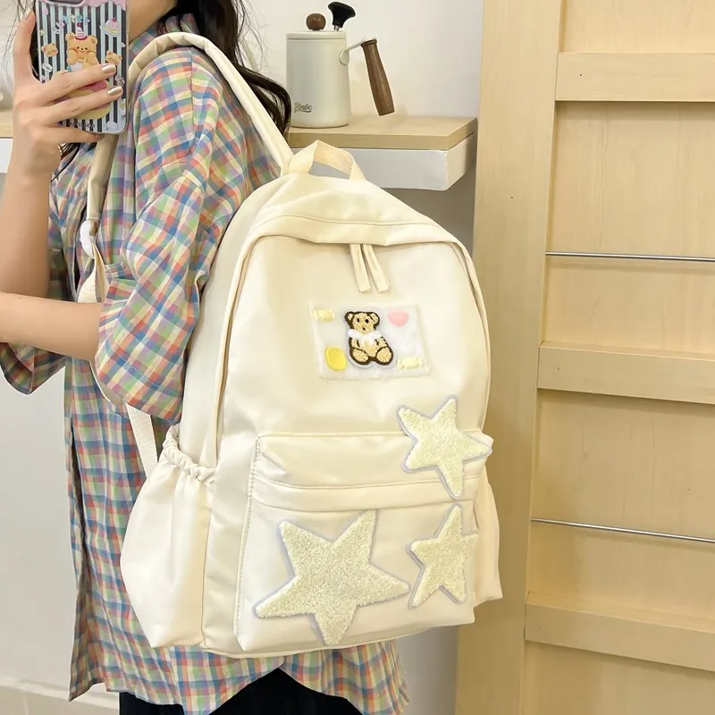 BUBM Composite Cloth Backpack Regular Unisex Black/White/Yellow/Green-11