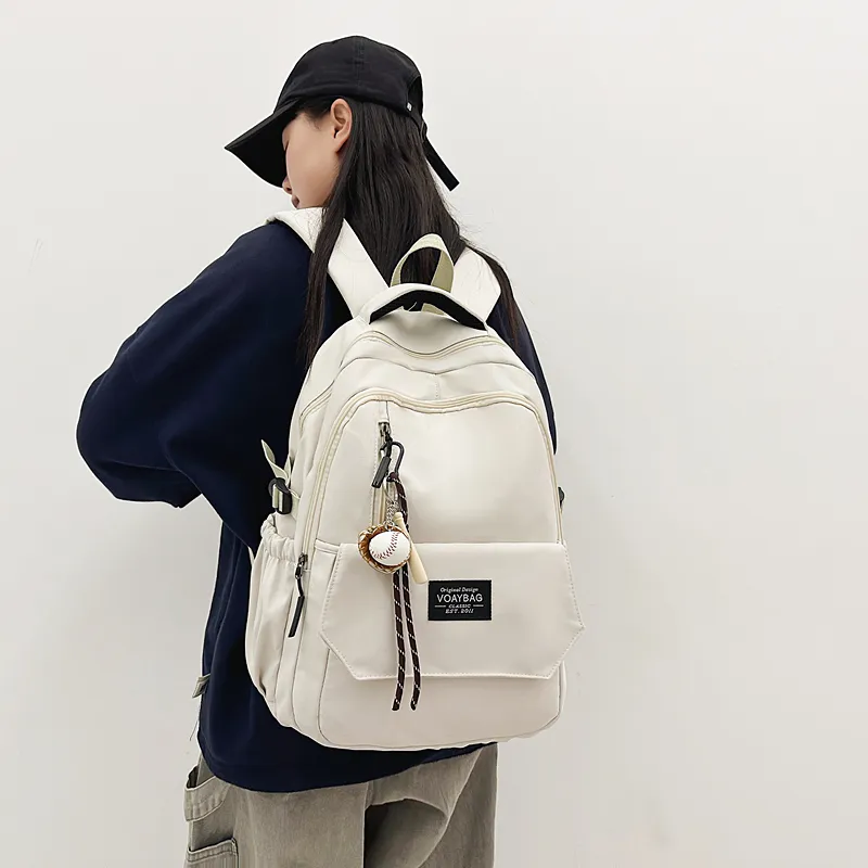 BUBM Nylon Backpack Unisex Black/White/Red/Blue/Khaki-3