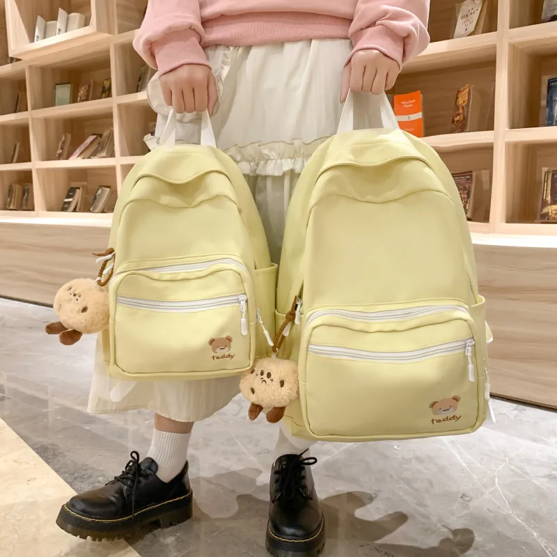 BUBM Nylon Backpack Regular Unisex Light Blue/Light Green/Yellow/Ecru/Pink/Black-13