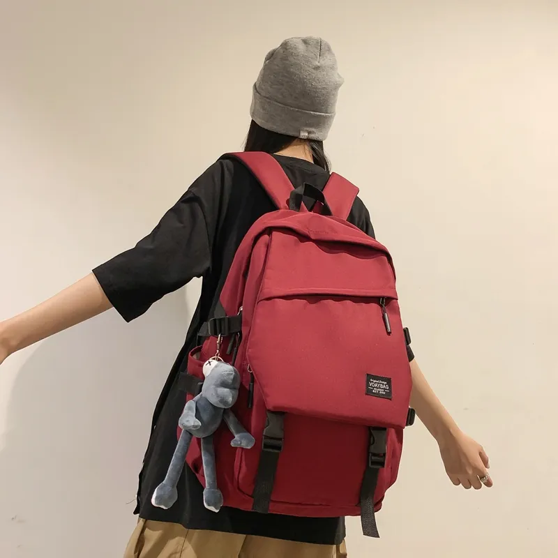 BUBM Nylon Backpack Unisex Black/White/Gray/Red/Blue-20