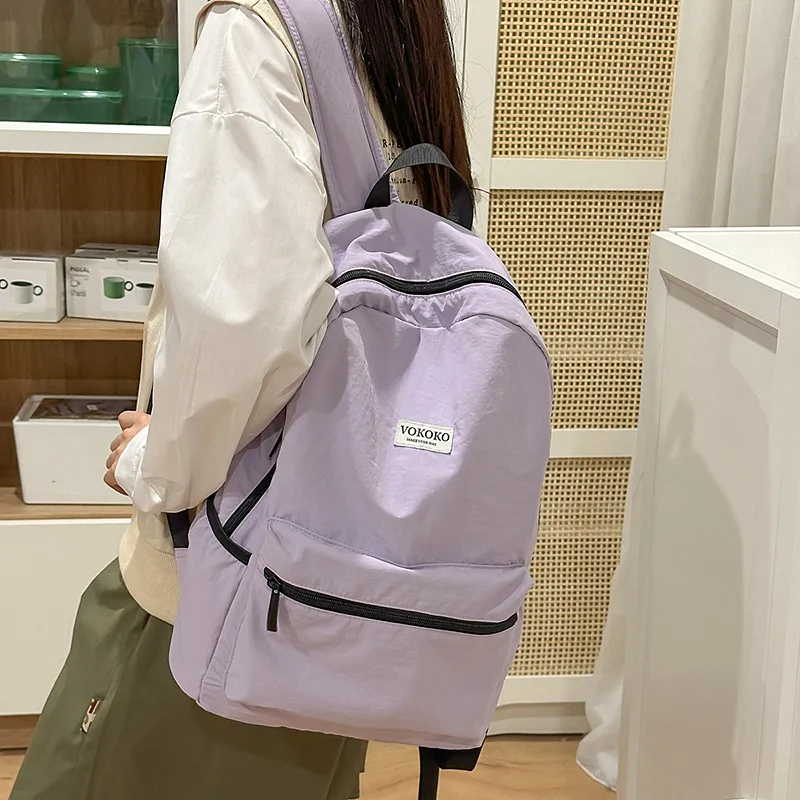 BUBM Nylon Backpack Unisex Black/Pink/Burgundy/Violet/Army Green-19