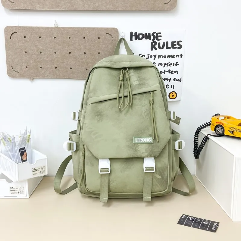 BUBM Composite Cloth Backpack Unisex Black/Ecru/Red/Blue/Green-22