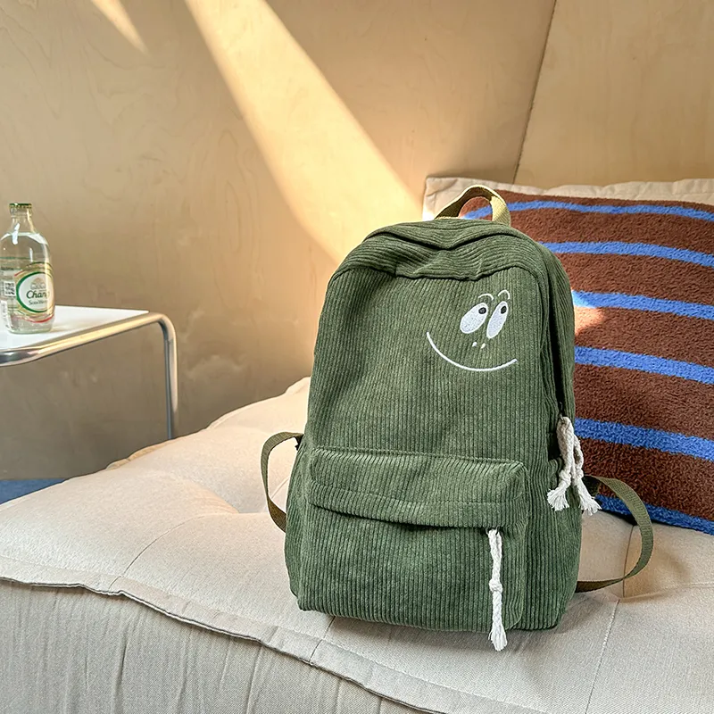 BUBM Corduroy Backpack Regular Unisex Black/White/Brown/Green-20